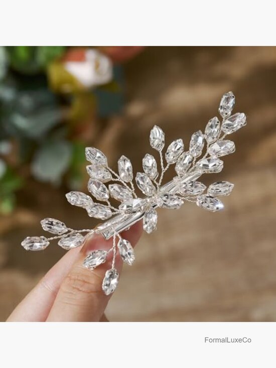 Rhinestone Bride Wedding Hair Clip Silver Crystal Bridal Comb Sparkly Hair Piece